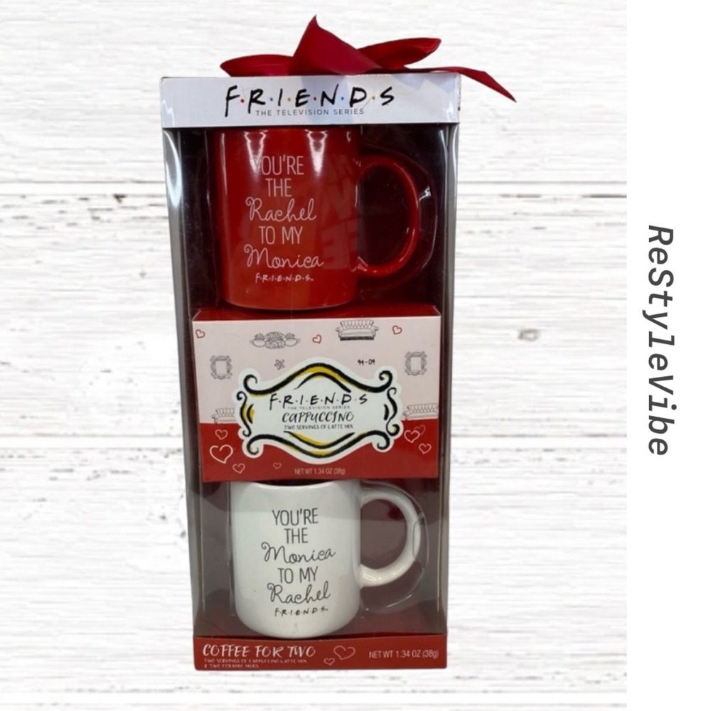 FRIENDS TV Show Coffee Mug Cup Cappuccino Set Gift Box NEW Monica Rachel NIB
